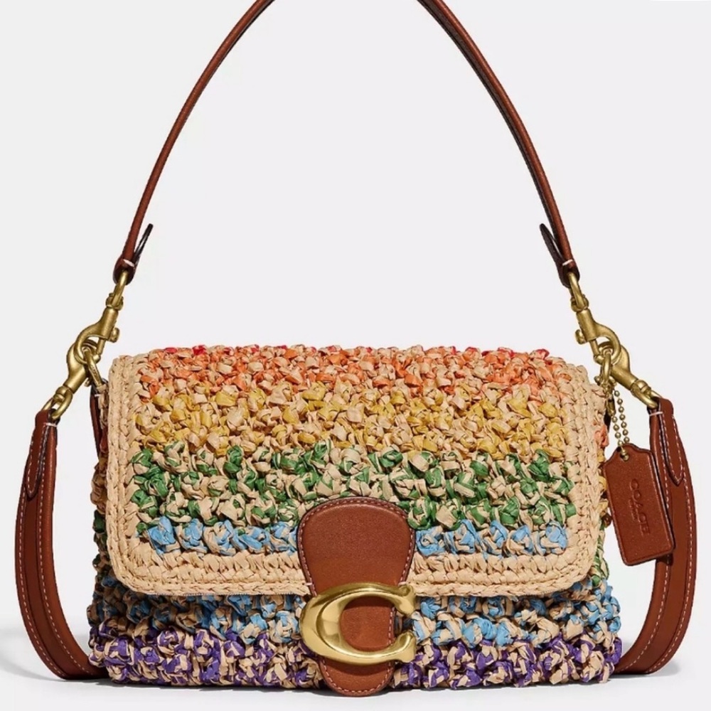 Rare NWT COACH Soft Tabby Raffia Rainbow Multicolor Shoulder Crossbody Bag